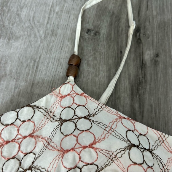 Vintage LOFT Y2K Cotton Tanktop Coastal Beach Babydoll Beaded Tropical Size 12 - Picture 3 of 6